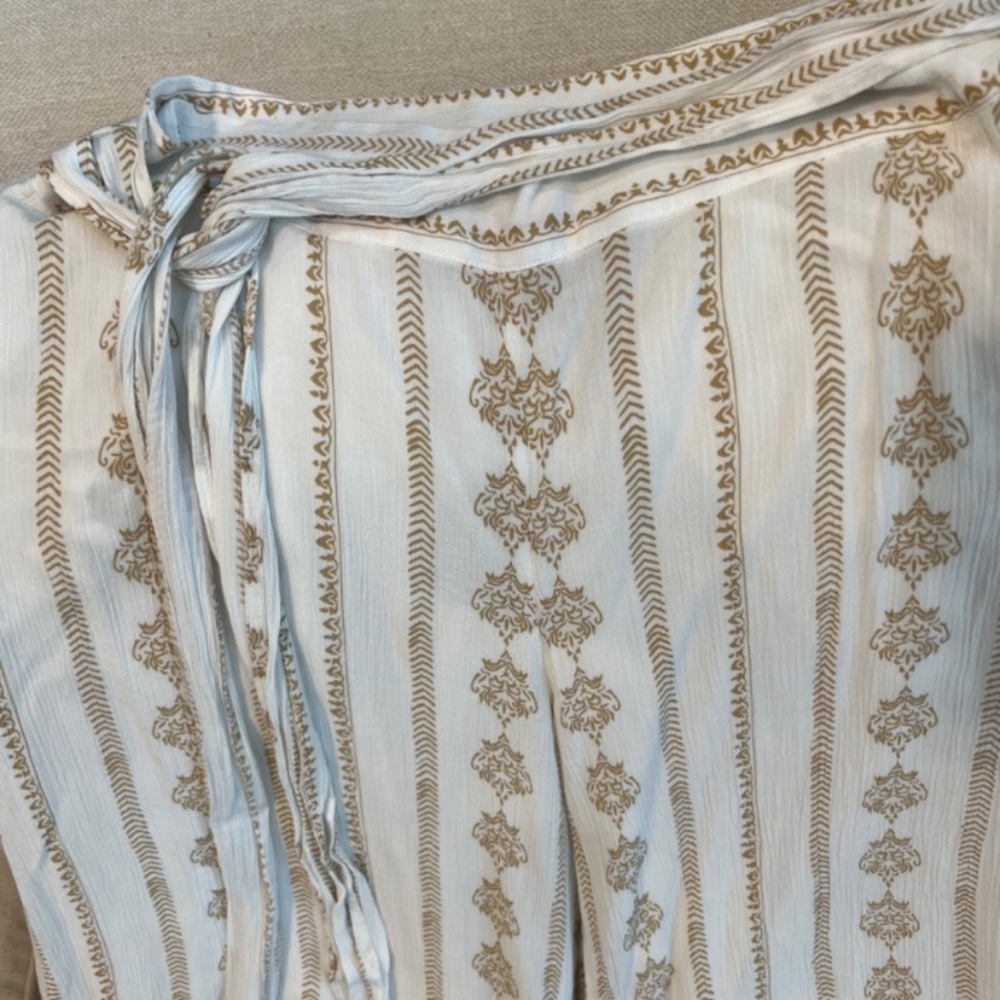 NWOT Anthropologie Farm Rio Everly Tie Front Waist Wide Leg Summer Beach Pants M - Picture 6 of 9
